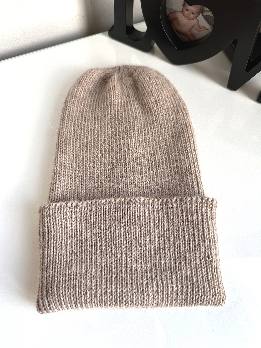 HELEN – czapka z 100% alpaki wywijana 2020 jasny nugat