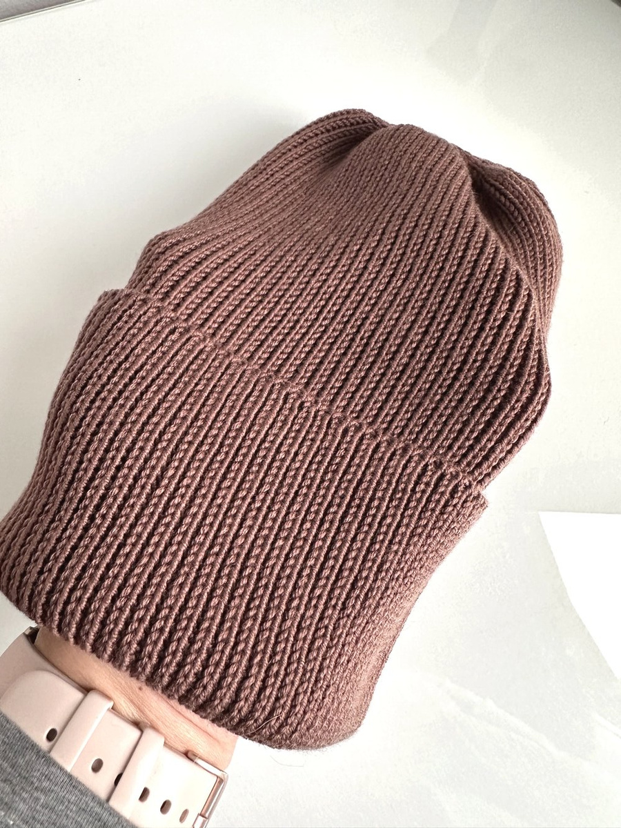 VARELLA – czapka beanie z wełny merino 100% Baby Merino 52 Czekolada jesienno‑zimowa