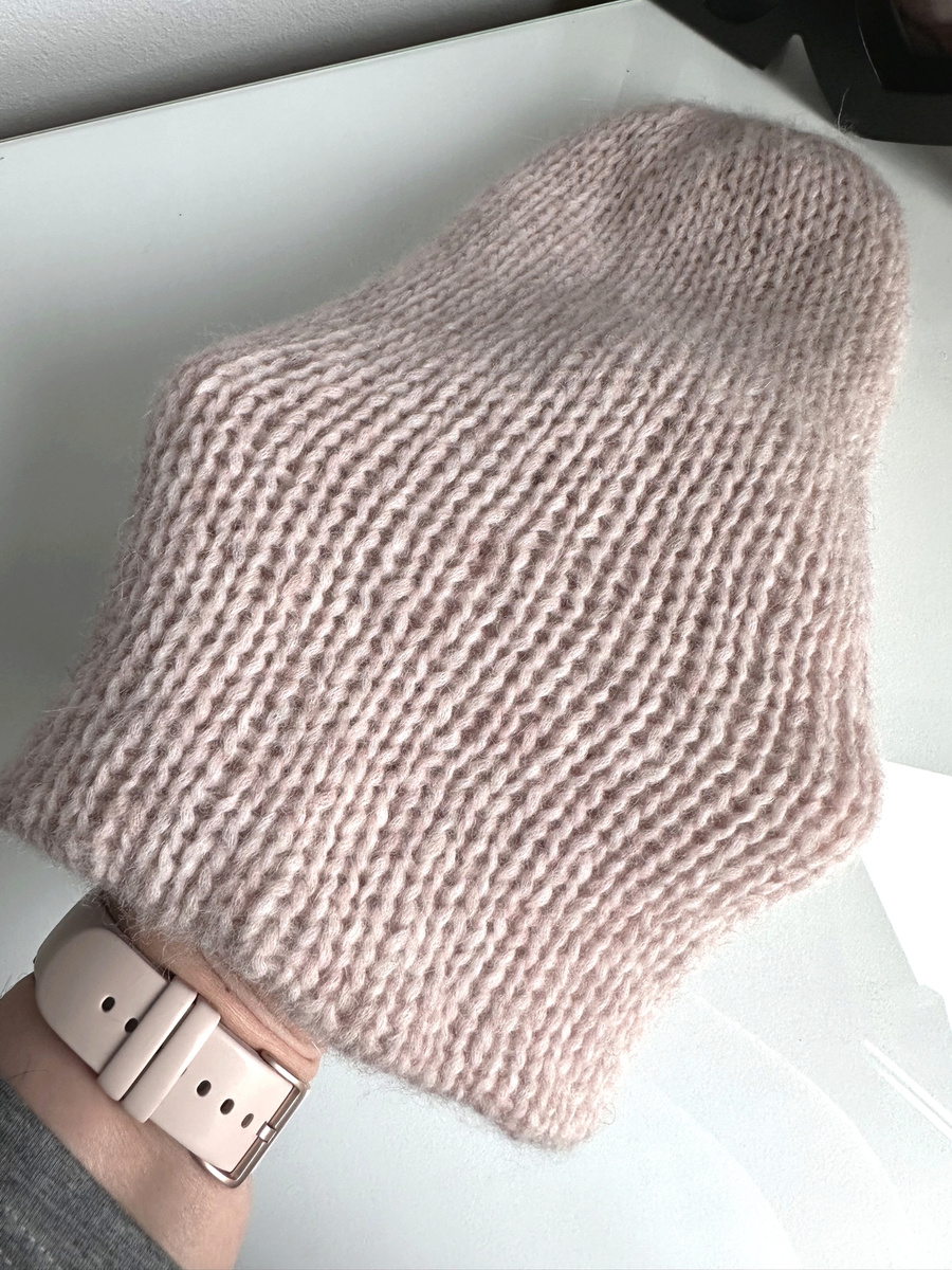 CHMURKA – podwójna czapka beanie z alpaki damska 33 Różowy Piasek