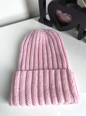 HELLI – czapka beanie wywijana z wełny baby merino 05 Jasny Róż