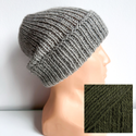 KIARA – czapka z alpaki damska 100% alpaka 7895 ciemnozielona, wywijana beanie zimowa