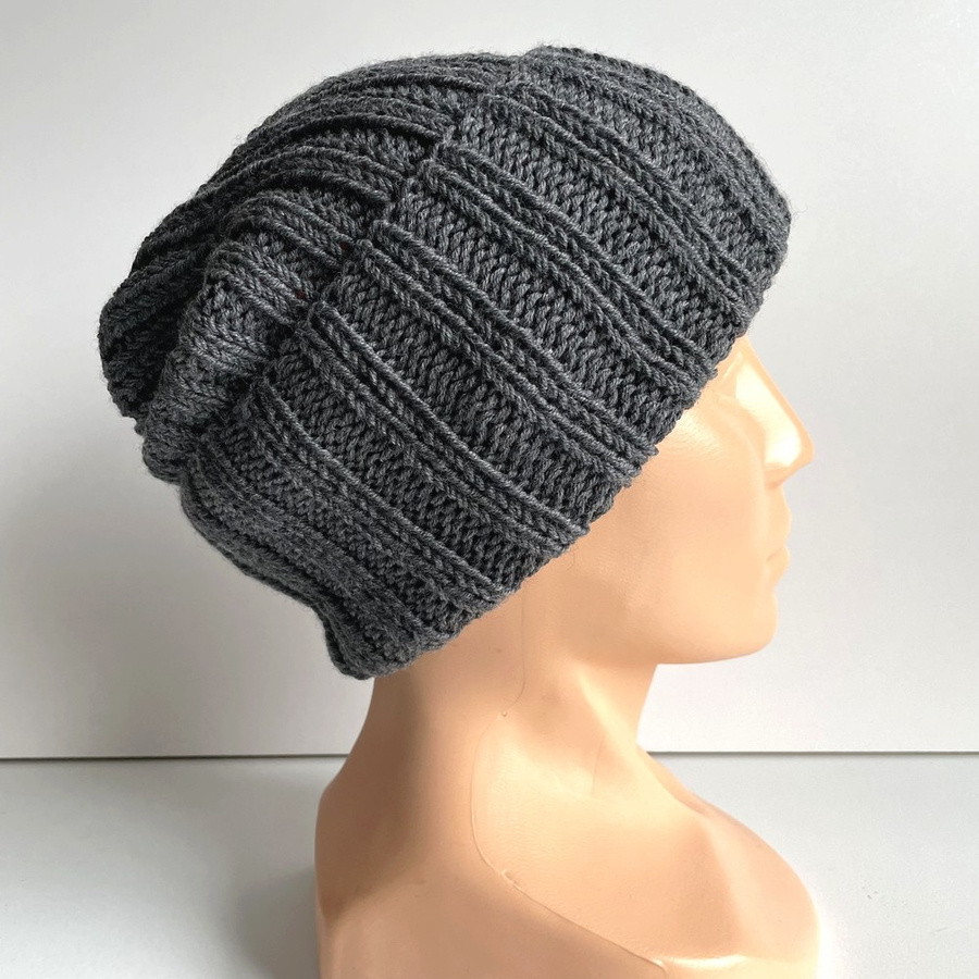 HELLI – czapka beanie wywijana z wełny baby merino 20 Ciemny szary