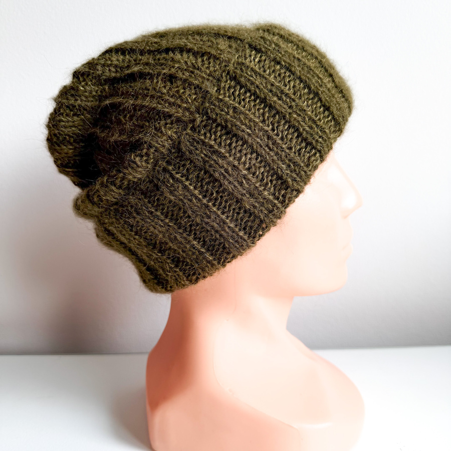 MARGARET Handmade Beanie Alpaca Mohair and Silk 7895 Dark Green