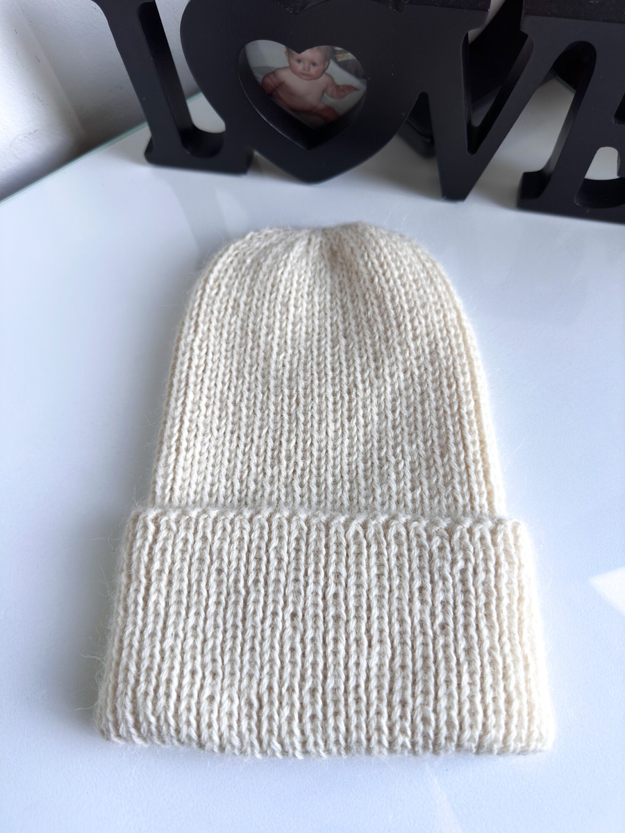 KIARA – czapka wywijana z alpaki 100% 100 Ecru, jesienno-zimowa