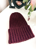 LAURIN Turn-Up Beanie Alpaca Wool 9044 Ciemne Winogrona