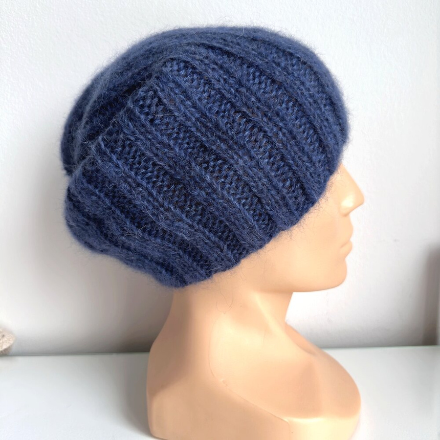 MARGARET 2.0 – czapka beanie z alpaki i moheru damska 4305/28 Ciemny Indygo