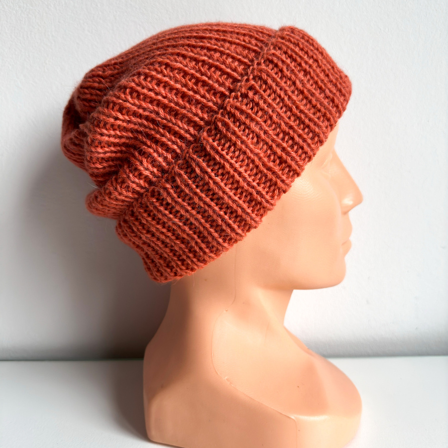 KIARA – czapka wywijana z alpaki 100% 2915 pomarańczowy, jesienno-zimowa