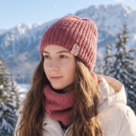 KIARA Alpaca Beanie 100% Alpaca 9024 ciemny blush