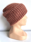 AUREA – ręcznie robiona czapka beanie baby merino + moher i jedwab dziecięca/damska 48/33 Blush