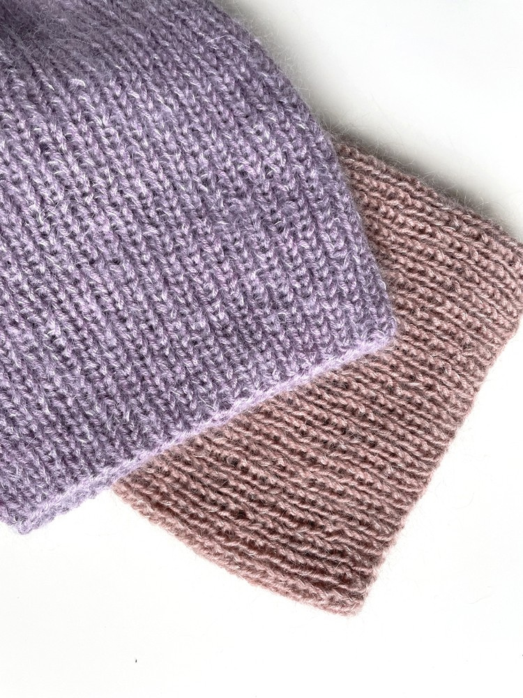 Handmade Czapka damska AUREA 100% Baby Merino plus moher i jedwab 39 Fioletowa Orchidea