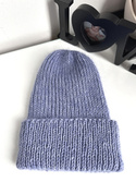 AUREA – ręcznie robiona czapka beanie z baby merino + moher i jedwab damska/dziecięca 37/39 Jasna Lawenda