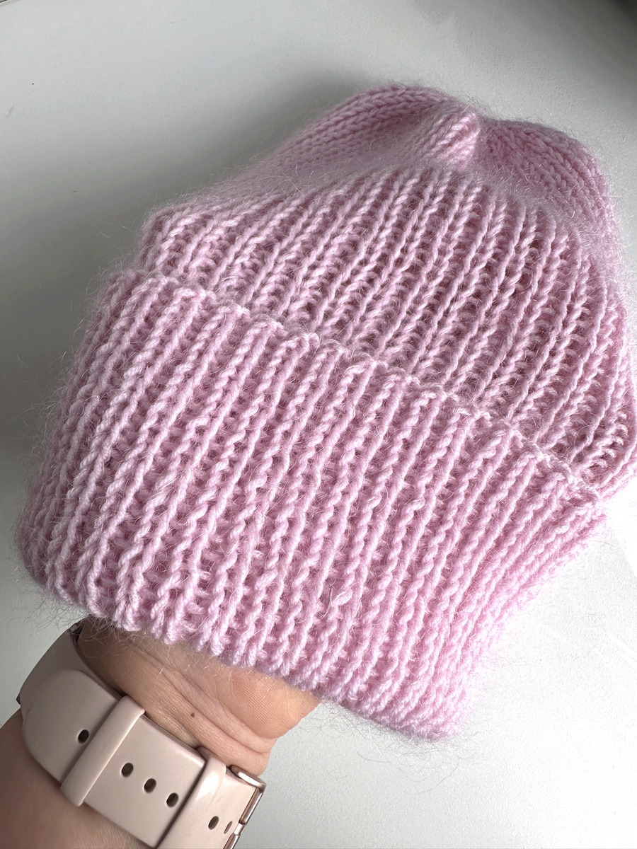 AUREA – ręcznie robiona czapka beanie baby merino + moher i jedwab damska/dziecięca 05/03 Jasny Róż