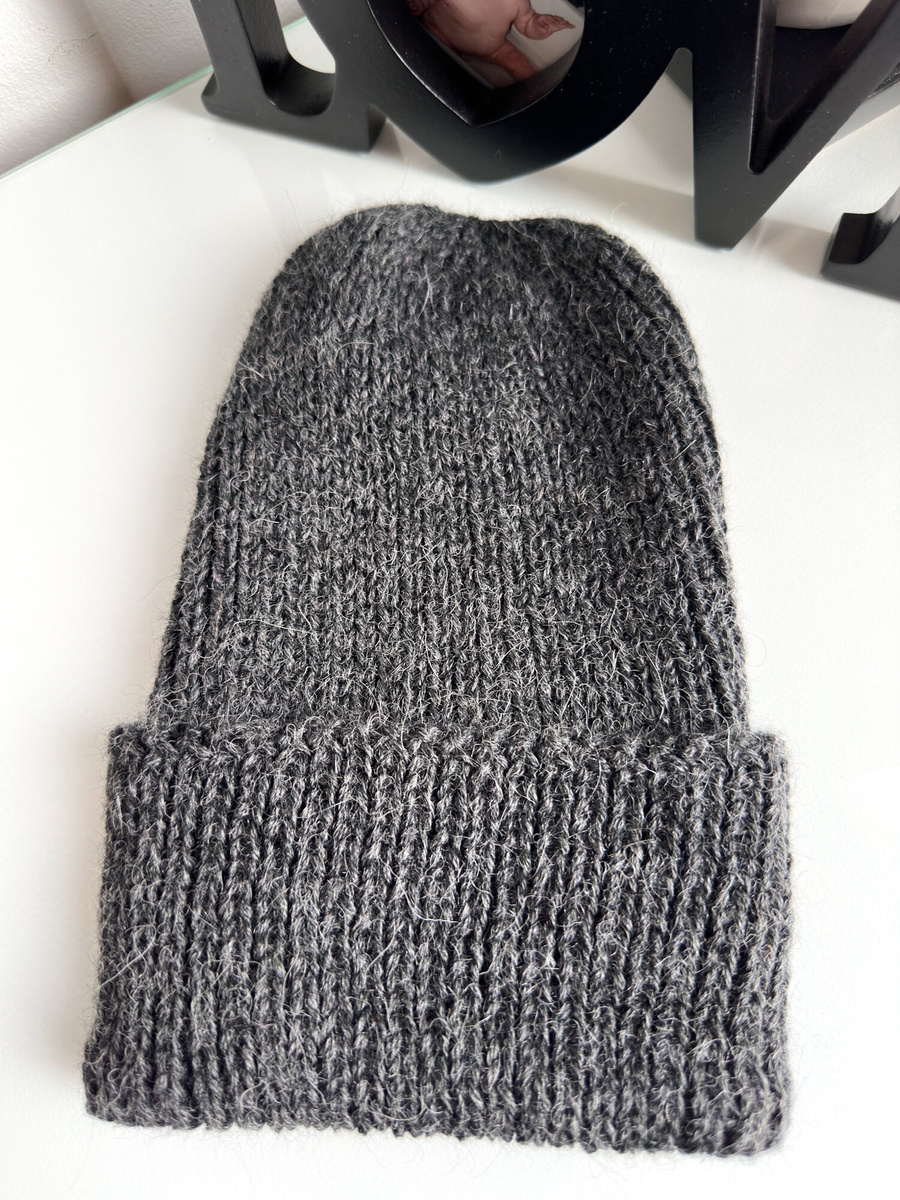 KIARA – czapka wywijana z alpaki 100% 506 Ciemny Szary zimowa