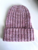 Ręcznie robiona czapka beanie AUREA 100% Ręcznie farbowana Baby Merino plus moher i jedwab Magnolie - edycja limitowana