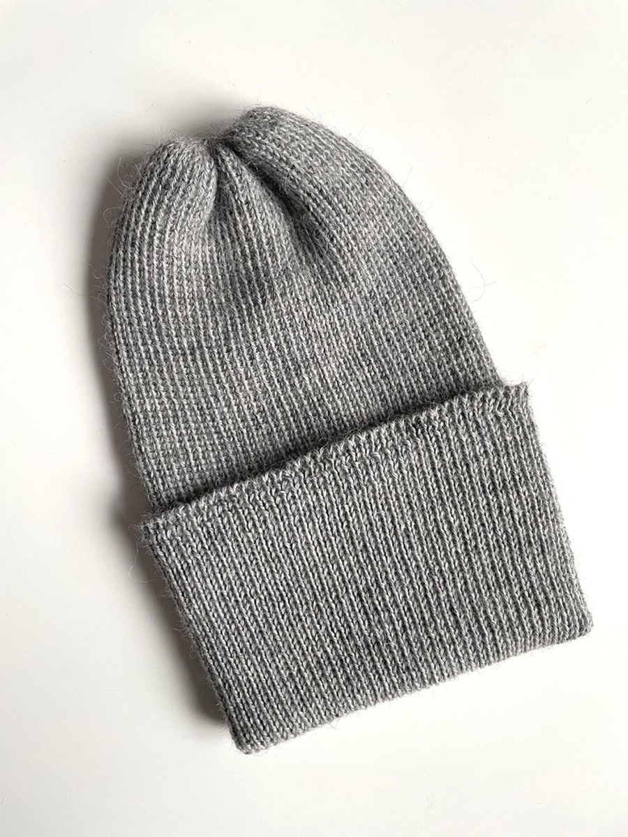 HELEN – czapka wywijana z 100% alpaki 501 jasny szary