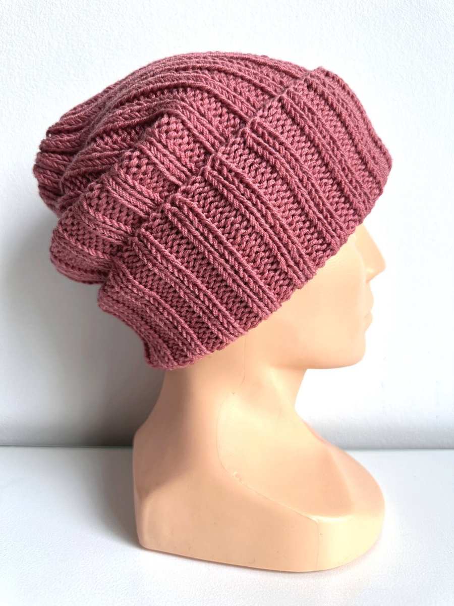 Wywijana czapka merino HELLI 100% Baby Merino 46 Herbaciany Róż
