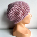 Handmade women's hat AUREA 100% baby merino plus mohair and silk 54/63 Powder pink