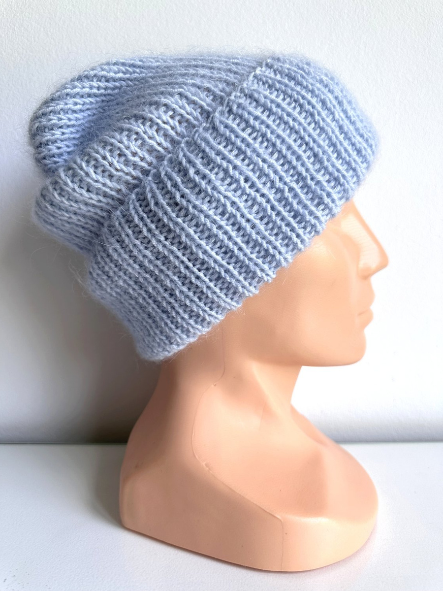 Ręcznie robiona czapka beanie AUREA 100% Baby Merino plus moher i jedwab 53/07 Rosa