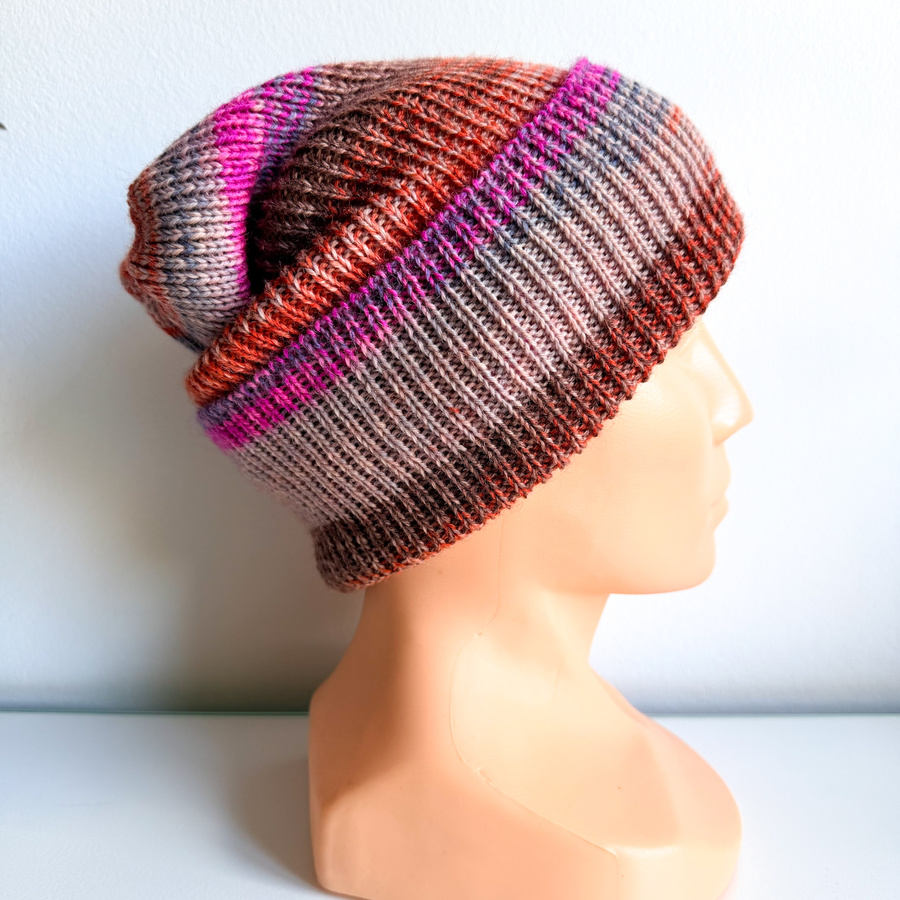 VARELLA – czapka beanie wywijana z wełny, 2802 fioletowo‑różowa, jesienno‑zimowa, damska/męska/dziecięca