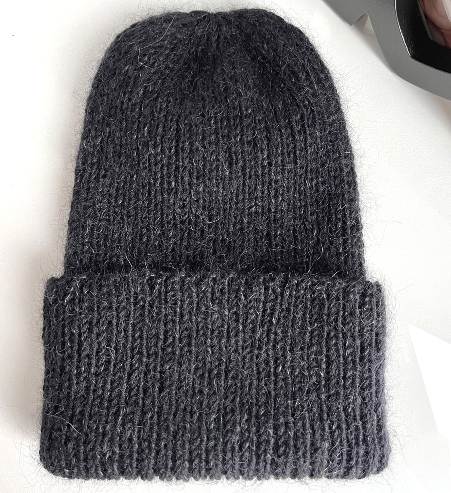 AUREA – ręcznie robiona ciepła czapka beanie baby merino + moher i jedwab dziecięca/damska 21/02 Czarny