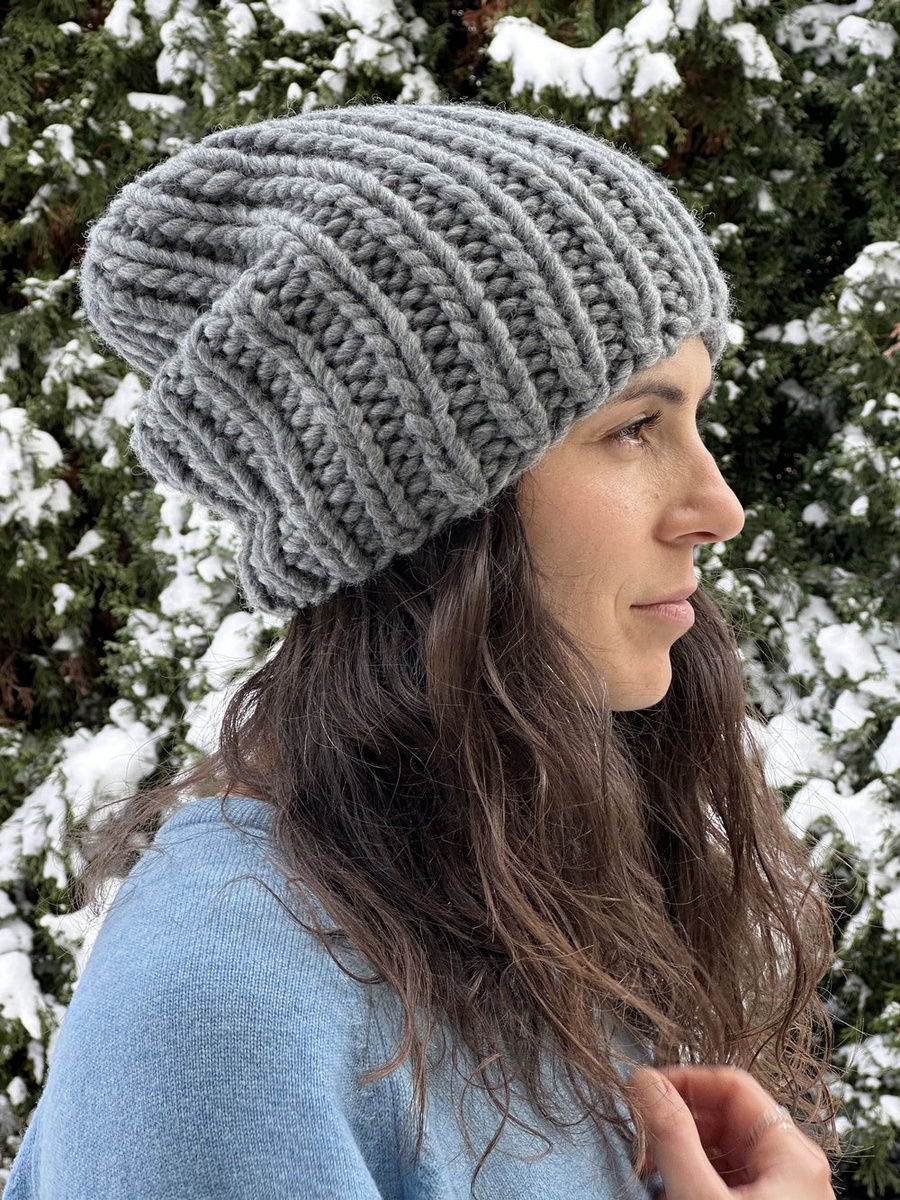 ASHER – gruba czapka zimowa damska z wełny 03 ciemny szary