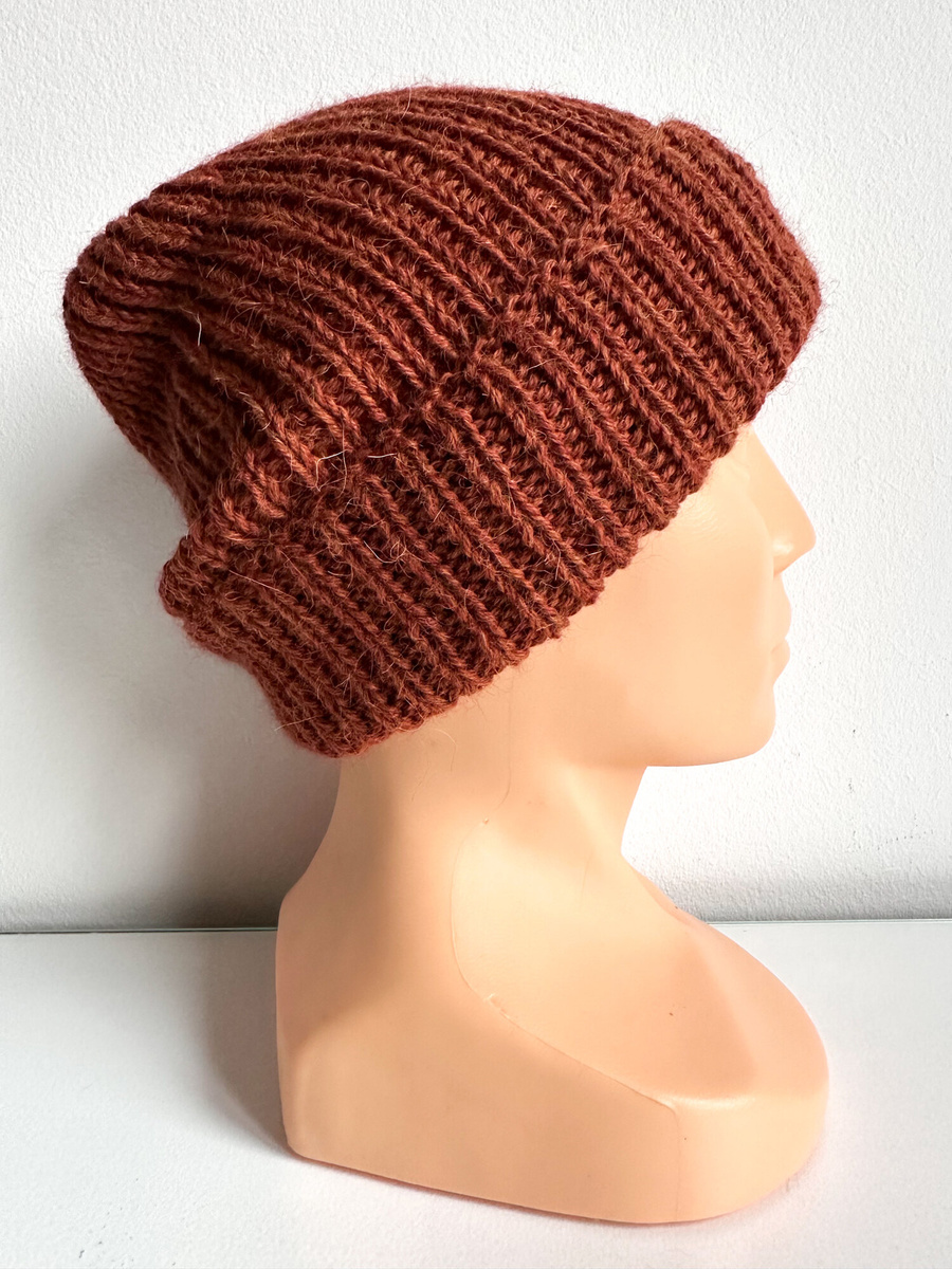 KIARA Handmade Turn-Up Beanie 100% Alpaca 9025 Walnut