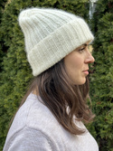 MIRA – ręcznie robiona ciepła czapka beanie merino + moher i jedwab 01 Ecru