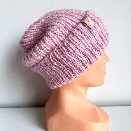 CHMURKA – czapka z alpaki damska ręcznie robiona 08 jasny róż