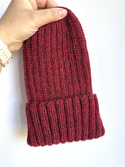 LAURIN Mütze mit Umschlag 100% Alpaka 3650 Bordeaux
