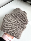 AUREA – czapka beanie handmade baby merino + moher i jedwab 57/12 Szaro-Brązowy