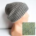 Czapka wywijana zrobiona ręcznie na drutach KIARA 100% Alpaka 501 Jasny Szary