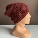 Handmade Czapka damska AUREA 100% Baby Merino plus moher i jedwab 51/36 Bordowy
