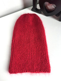 Handmade Czapka damska AUREA 100% Baby Merino plus moher i jedwab 16/14 Czerwony