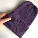 KIARA – czapka z alpaki damska 100% alpaka 4400 ciemny fiolet, zimowa wywijana