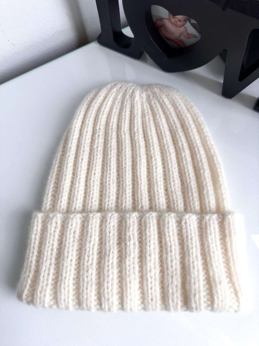 MARLA Turn-Up Cashmere Beanie 100% 501 Neve