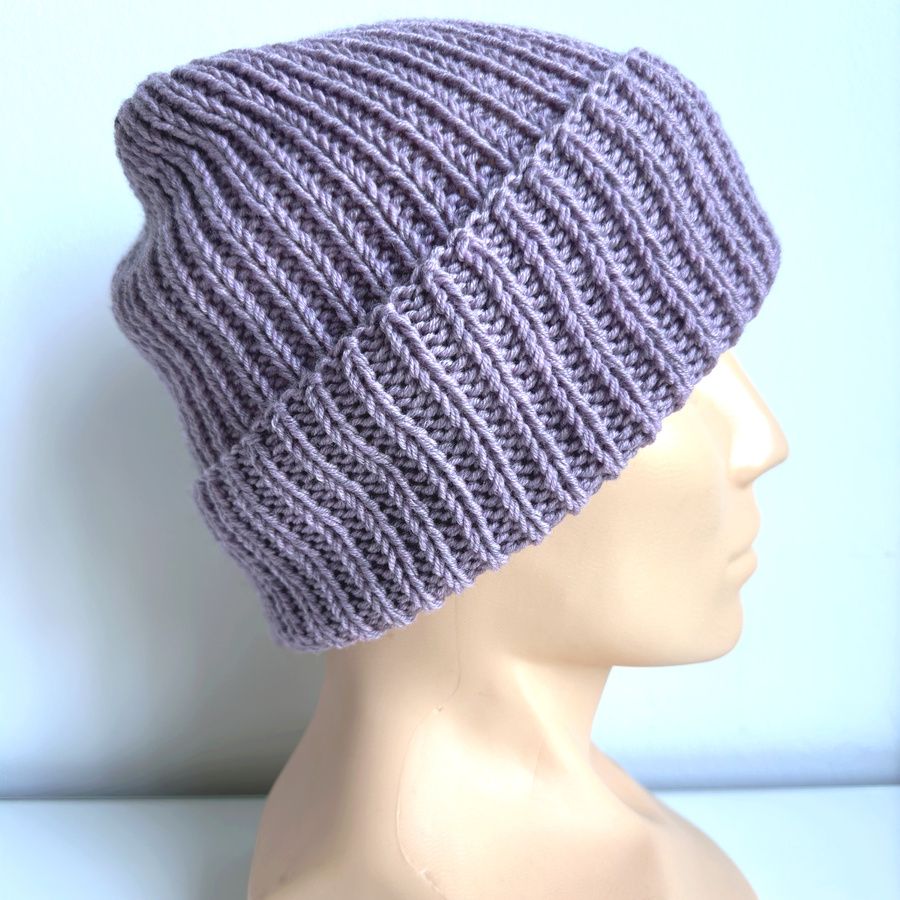 NANA – czapka wywijana z wełny baby merino 39 Fioletowa Orchidea