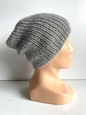KIARA – czapka z alpaki 100% beanie 501 jasny szary damska zimowa