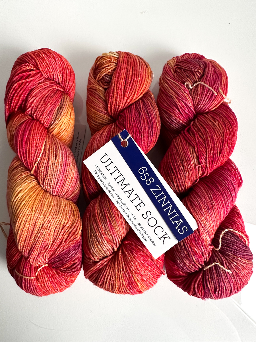 Ręcznie farbowana włóczka Malabrigo ULTIMATE SOCK merynos z nylonem US658 Zinnias N