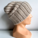 Ręcznie robiona czapka beanie MIRA 100% Merino plus moher i jedwab 13 dżins