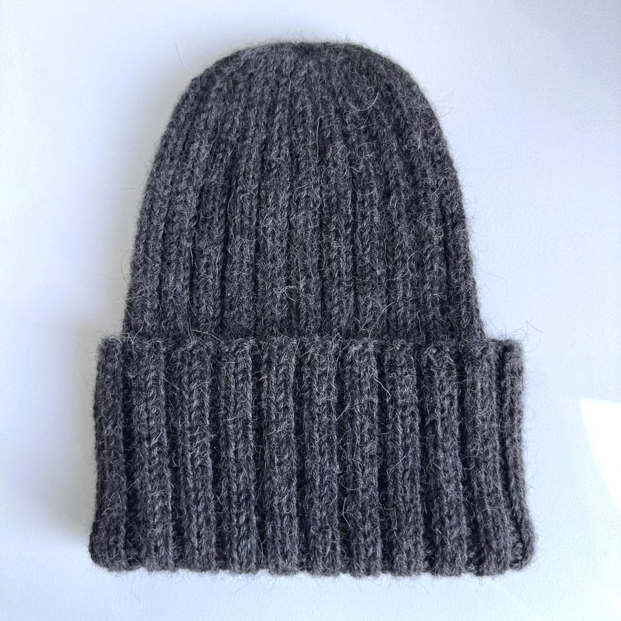 LAURIN Turn-Up Alpaca Beanie 506 Dark Grey