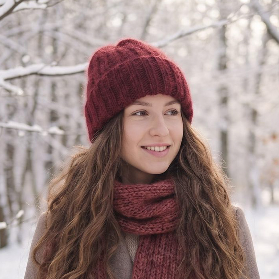 MARGARET Handmade Beanie Alpaca Mohair and Silk 9040 Ostrokrzew