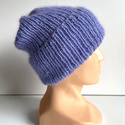 AUREA – czapka beanie handmade baby merino + moher i jedwab 25/11 Lawenda