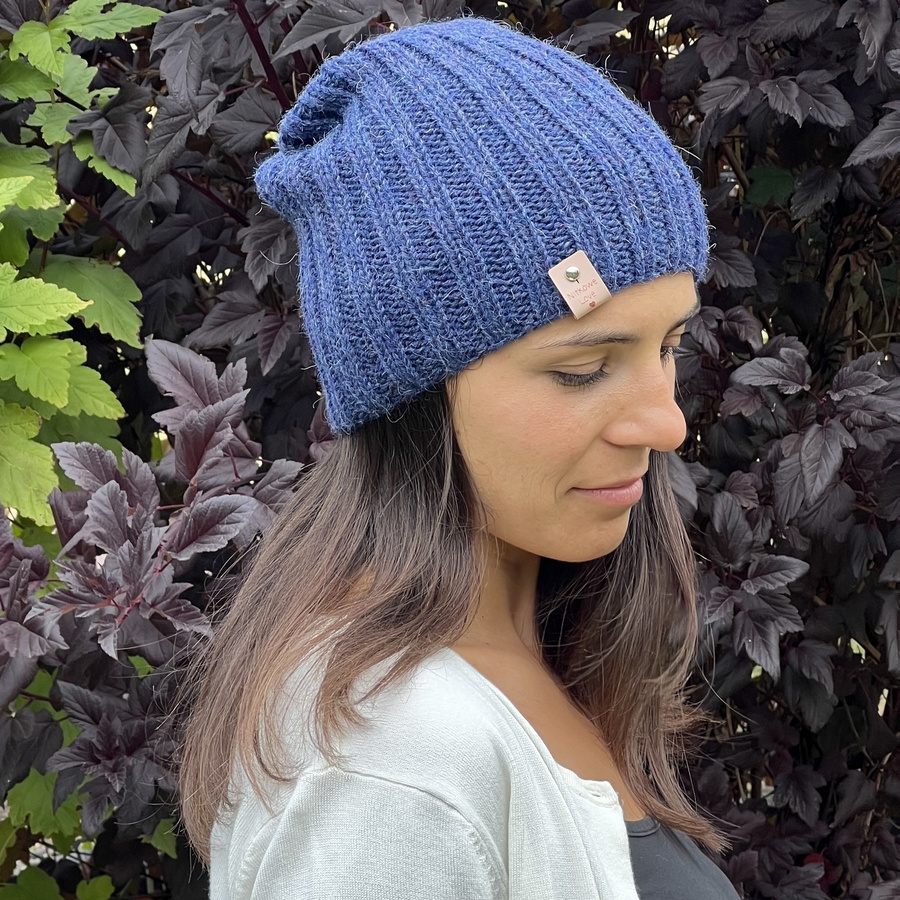LAURIN – czapka z 100% alpaki bez wywinięcia 6360 nocne niebo