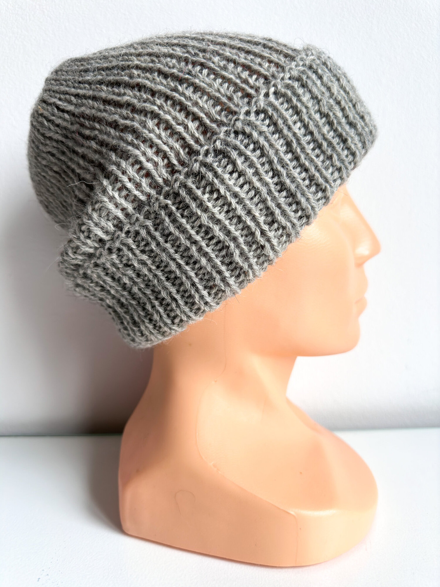 KIARA – czapka z alpaki damska 100% alpaka 7895 ciemnozielona, wywijana beanie zimowa