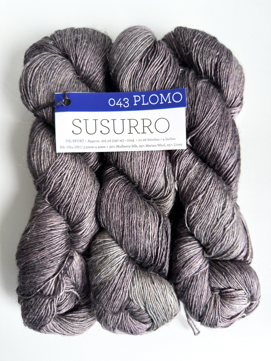 Ręcznie farbowana włóczka Malabrigo SUSURRO jedwab, len i merynos SUS043 PLOMO