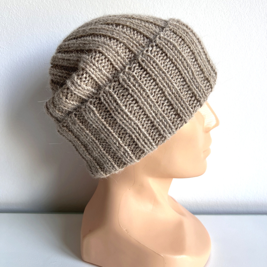 Ręcznie robiona Czapka wywijana LAURIN 100% Alpaka 2020 Jasny