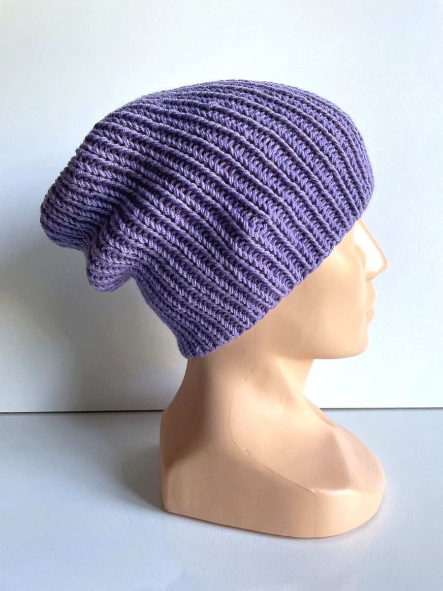 NANA – czapka beanie z wełny baby merino 14 fioletowy zimowa