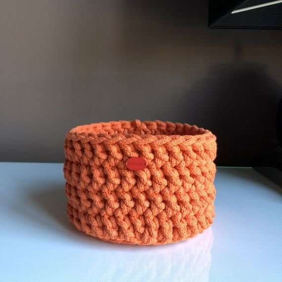 Koszyk ze sznurka bawełnianego bordowy 16x10 cm