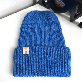 CHMURKA – czapka z alpaki damska wywijana 37 Bluebird niebieski