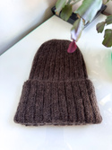 Ręcznie robiona czapka beanie MIRA 100% Merino plus moher i jedwab 09/15 ciemny brąz